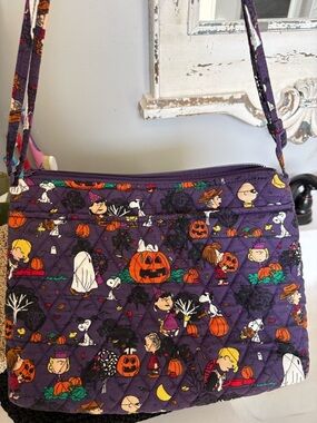 Vera Bradley Purple Halloween Peanuts Quilted Crossbody Bag